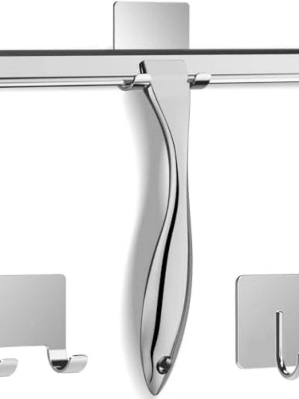 All-Purpose Stainless Steel Shower Squeegee 10 Inch with 2 Adhesive Hooks for Gl